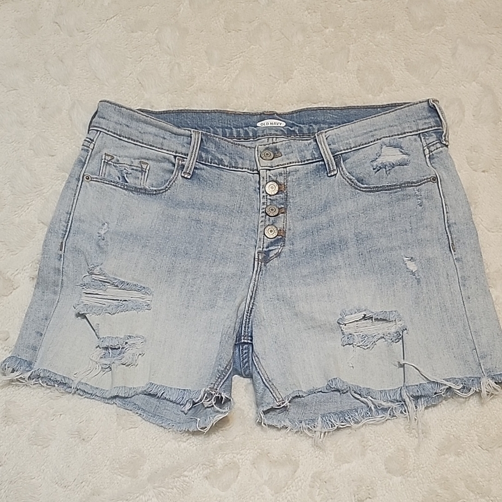Light Blue Distressed Jean Shorts | Old Navy, 10